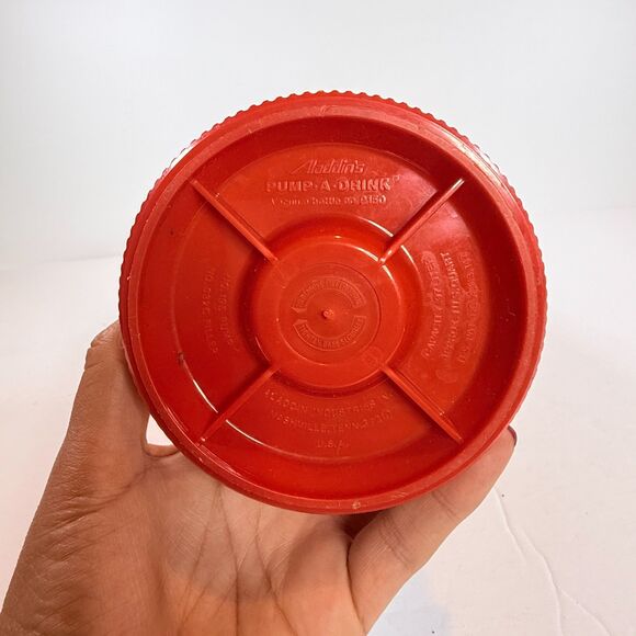 Vintage Aladdin Pump a Drink Red Plaid Thermos Built In Dispenser With Box - Picture 7 of 9